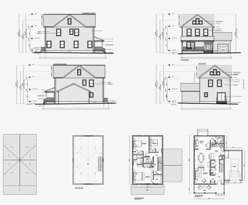 Blueprints For The Livingston Home The Front View And - Technical Drawing, transparent png download