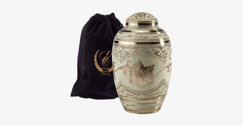Etched Leaf Cream Urn - Metal Cremation Urns, transparent png download