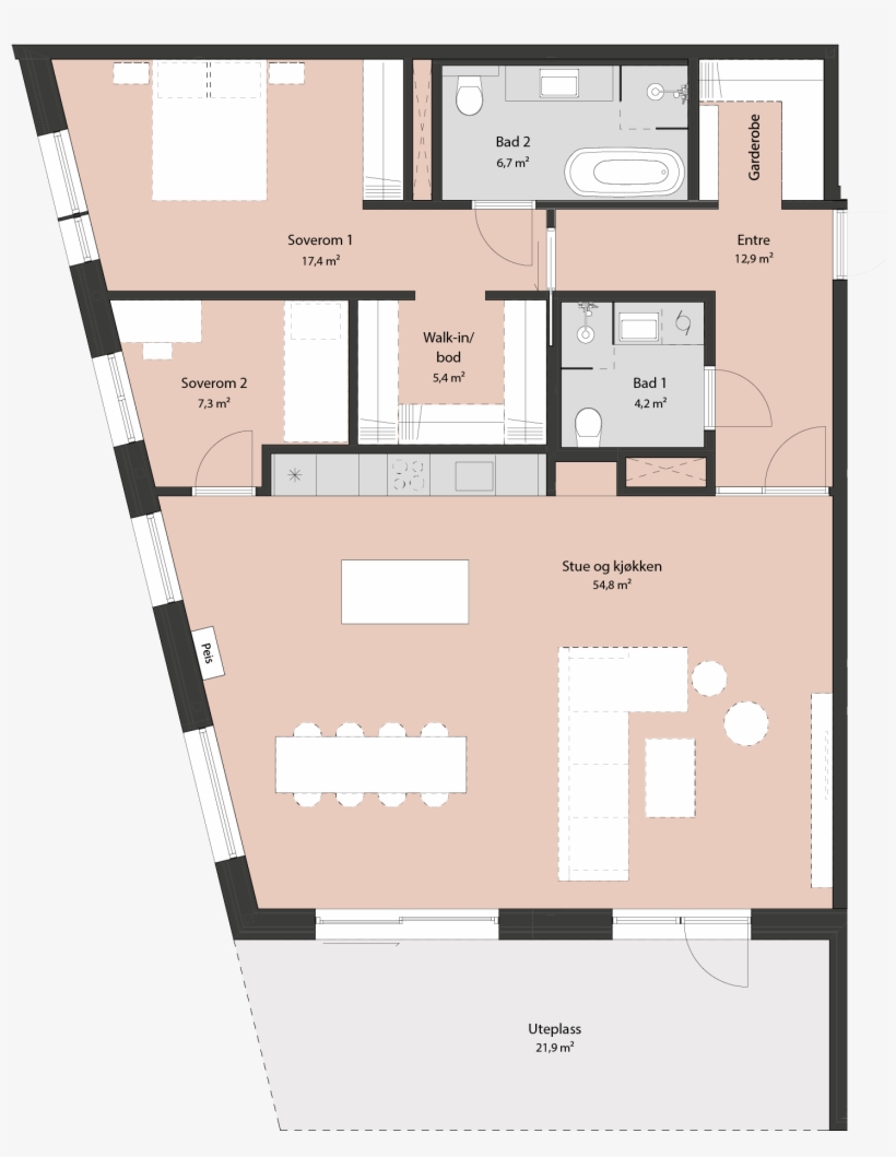 Leilighet1 - Floor Plan, transparent png download