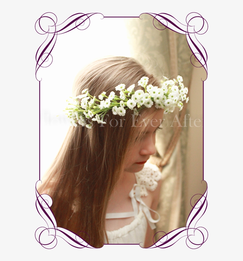 Silk Artificial White Wedding Floral Crown / Halo With - Flower, transparent png download