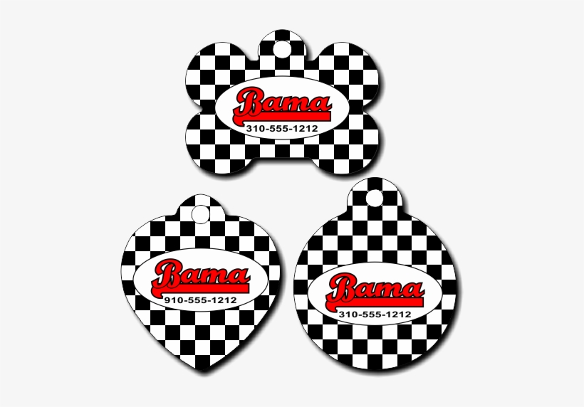Personalized Checkered Flag Background Pet Tag For - Beadwork, transparent png download