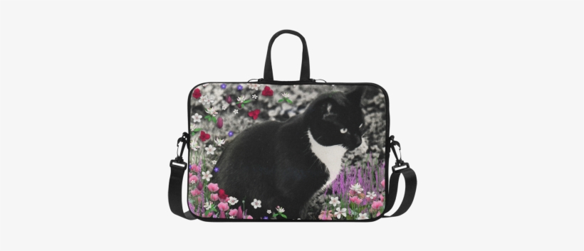 Freckles In Flowers Ii Black White Tuxedo Cat Macbook - Sloth Computer Case, transparent png download