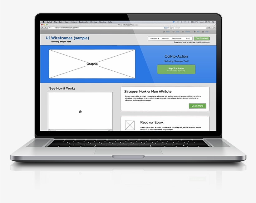 Website Wireframe Example Graphic - Professional Wireframe Website, transparent png download