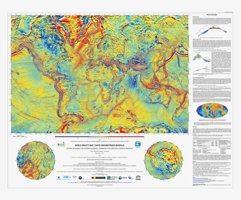 World Gravity Map Denotes A Set Of 3 Global Anomaly - Global Gravity Anomaly Map, transparent png download