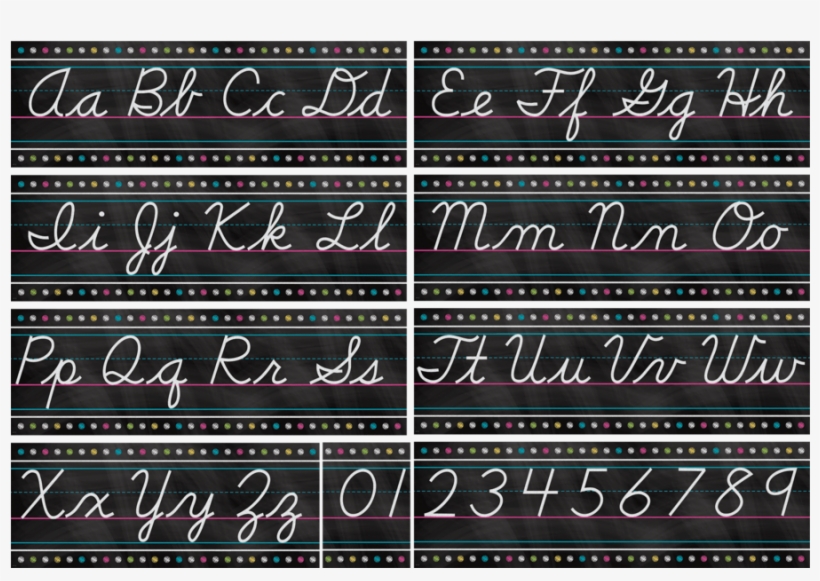 Tcr5858 Chalkboard Brights Cursive Writing Bulletin - Cursive Writing Bulletin Board, transparent png download