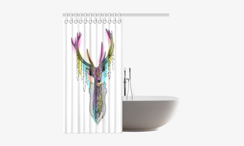 Watercolor Deer Head, Ornate Animal Drawing Shower - Drawing, transparent png download