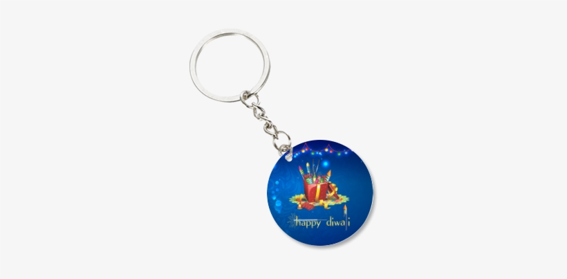 Happy Diwali Crackers Bucket Round Key Chain - Keychain, transparent png download