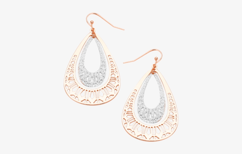 Two Tone Filigree Dangle Earrings, Rose Gold - Earrings, transparent png download