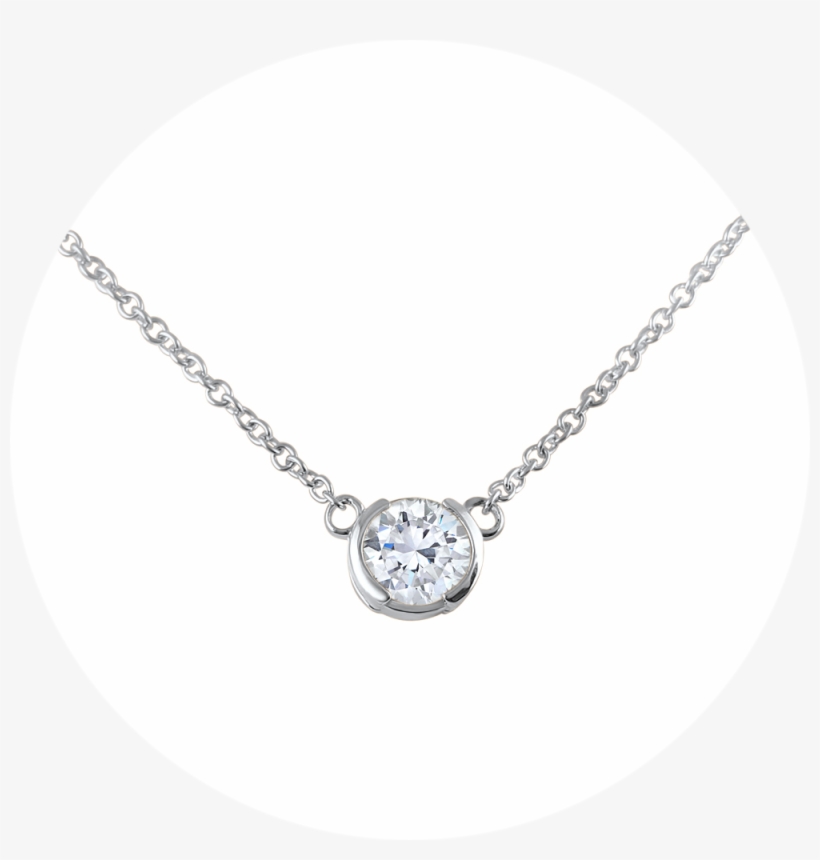 14k White Gold Forever One Moissanite Round Bezel Necklace, transparent png download