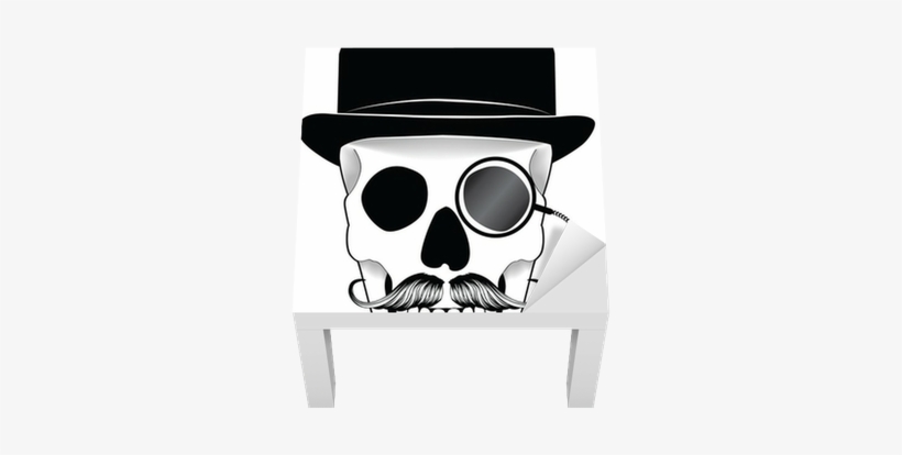 Illustration Of A Skull With Hat Mustache And Monocle - Moustache, transparent png download