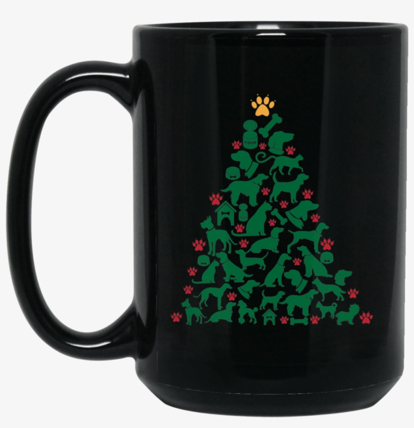 Dog Paw Christmas Tree Coffee Mug - Christmas T-shirt Dog Lover Person Christmas Tree T-shirt, transparent png download
