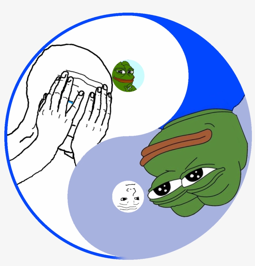 Yin Yang Of Pepe And Feels Guy - Pepe Frog Feels Guy, transparent png download