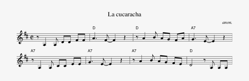 Listen To La Cucaracha - Tom Dooley Guitar Notes, transparent png download