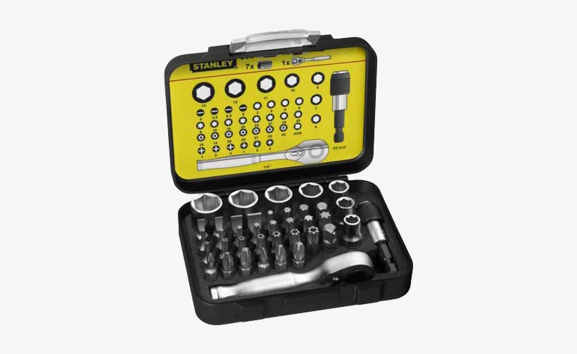 Fatmax Bit 1-4 Sd Socket Set And Ratchet - Stanley 39 Piece Bit And Socket Set + Ratchet, transparent png download
