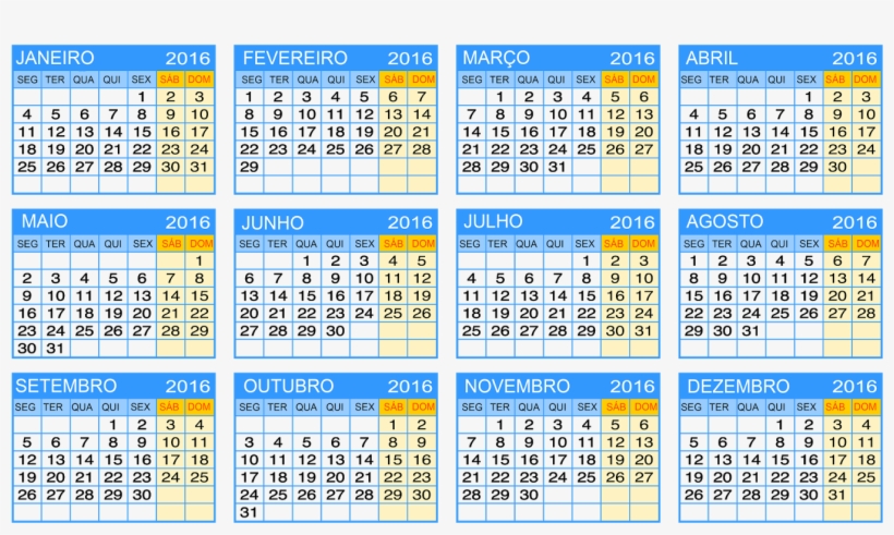 Base Para Calendário 2016 Em Alta Resolução Nos Formatos - 2012 Calendar With Holidays, transparent png download