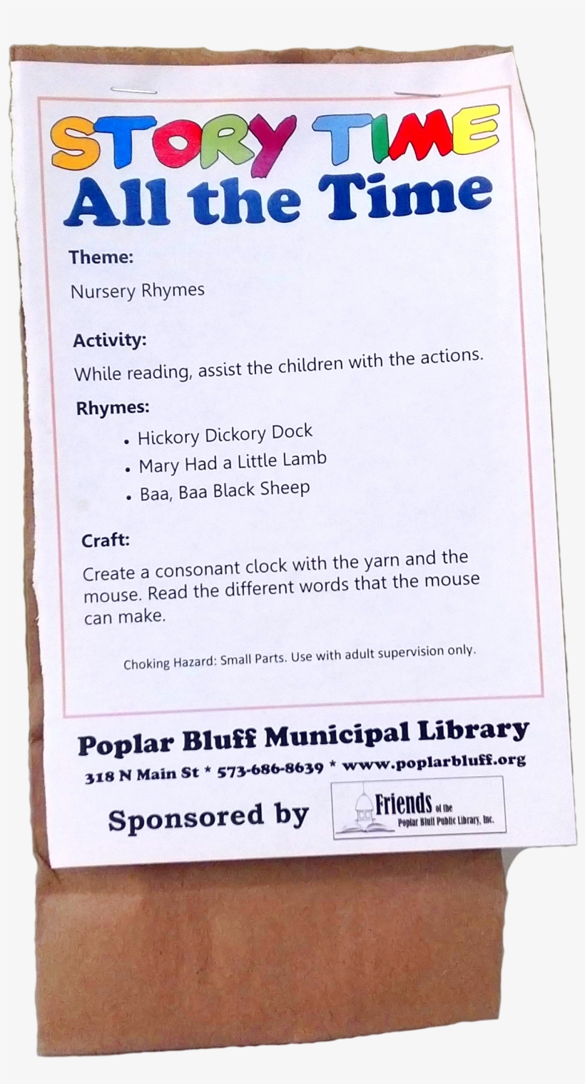 Free Story Time Craft Kits Are Still Available @ Poplar - 1st Time, transparent png download