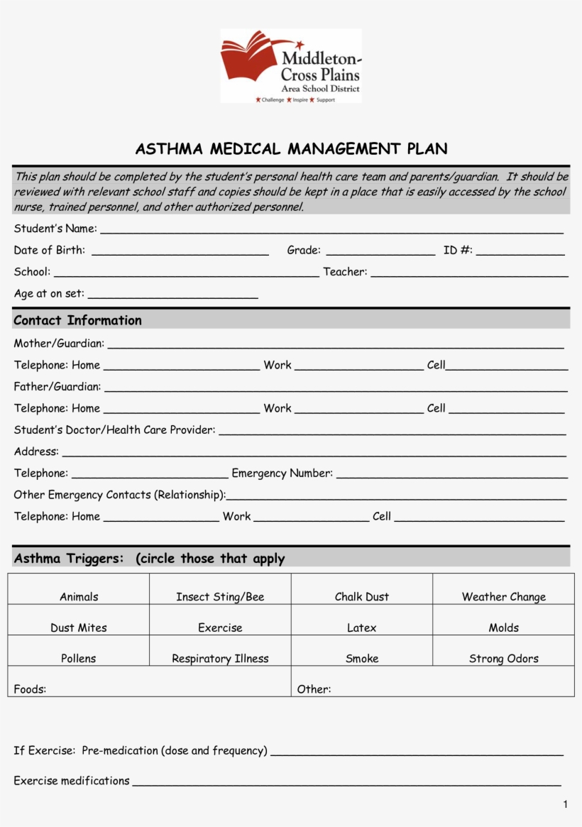 Asthma Medical Management Plan Main Image - Management, transparent png download