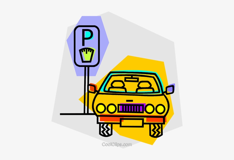 Car Parked At A Parking Meter Royalty Free Vector Clip - Parking, transparent png download