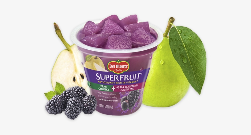 Superfruit® Pear Chunks In Acai & Blackberry Juice - Chia Seeds In Fruit Cups, transparent png download