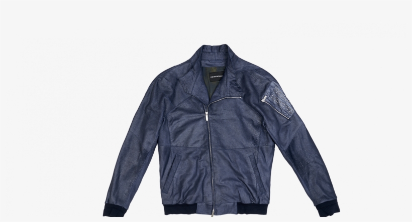 Emporio Armani Nappa Leather Jacket With Side Zip Patch - Leather Jacket, transparent png download
