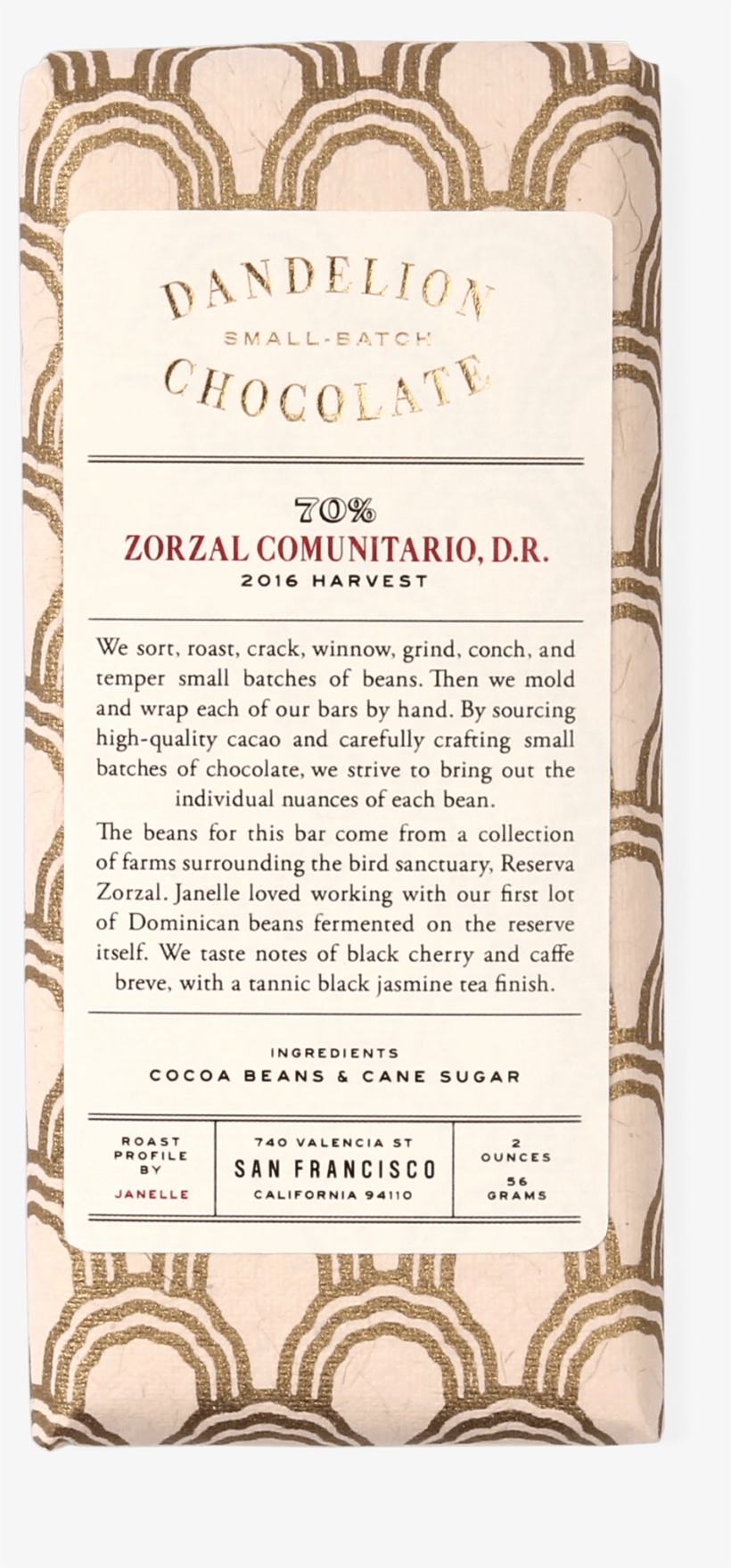 Zorzal Comunitario, Dominican Republic 70% 2016 Harvest - Dandelion Chocolate, Inc., transparent png download