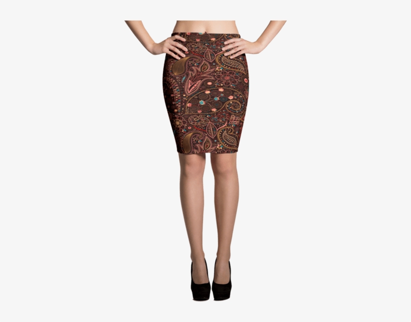 Rosy And Golden Floral Print Pencil Skirt - Imagineavalon Funky Christmas Skirt, Ugly Sweater,, transparent png download
