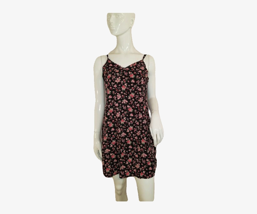 Black With Pink Floral Print Dress Size Large - Mannequin, transparent png download