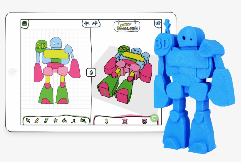 A 3d Model Of A Robot Created With Doodle3d - Drawing, transparent png download
