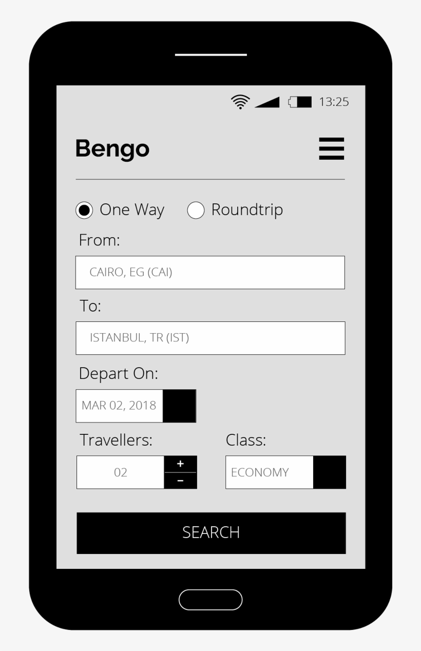 Bengo Flight Booking App Wireframe Ui - Mobile Phone, transparent png download