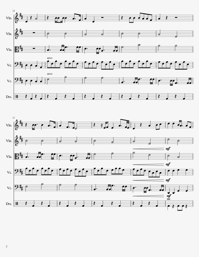 Wake Me Up Sheet Music Composed By Arr - Partituras 2cellos Wake Me Up, transparent png download