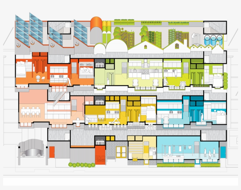 Detail, Living Spaces In East Block, Interior 90˚ Planometric, transparent png download