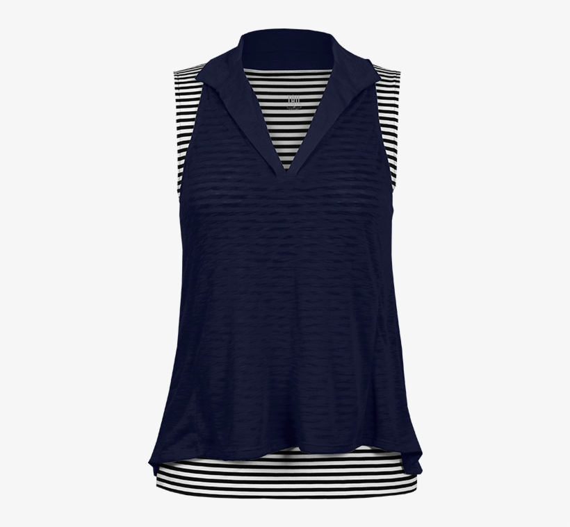 Isla Navy/black & White Sleeveless - Blouse, transparent png download