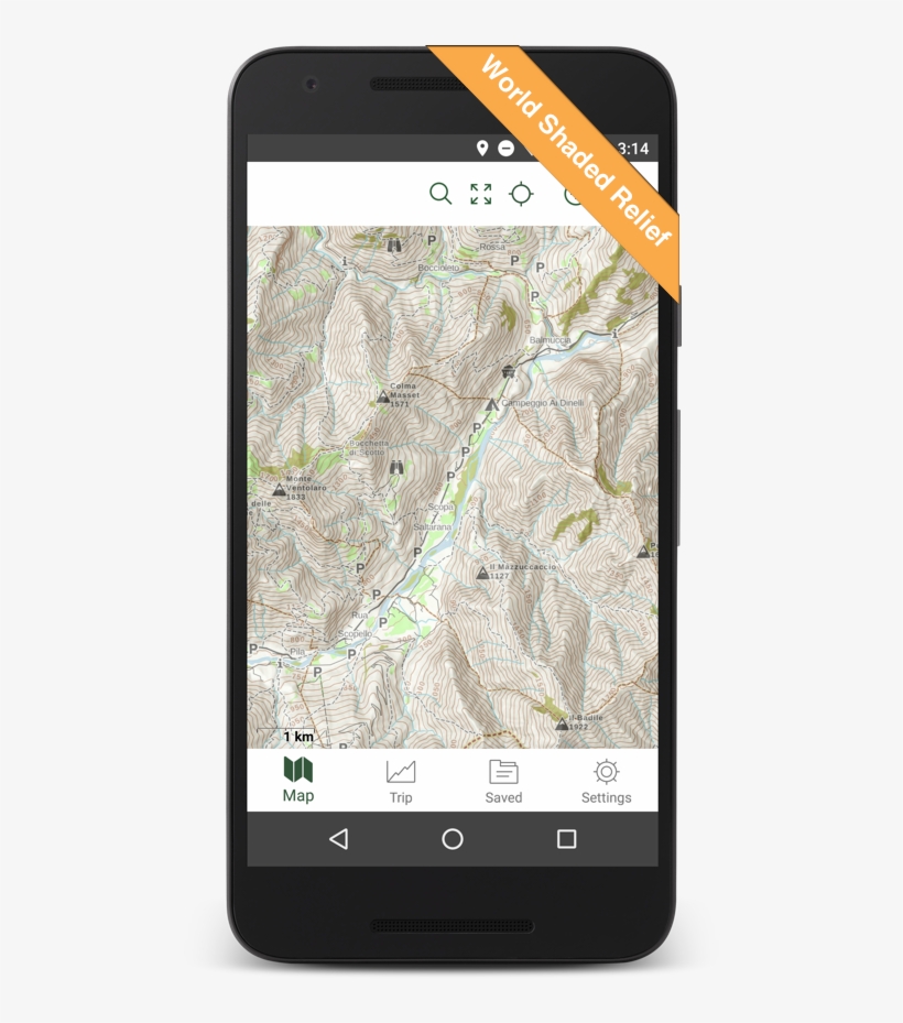 Gaia Gps World Shaded Relief Overlay - Smartphone, transparent png download