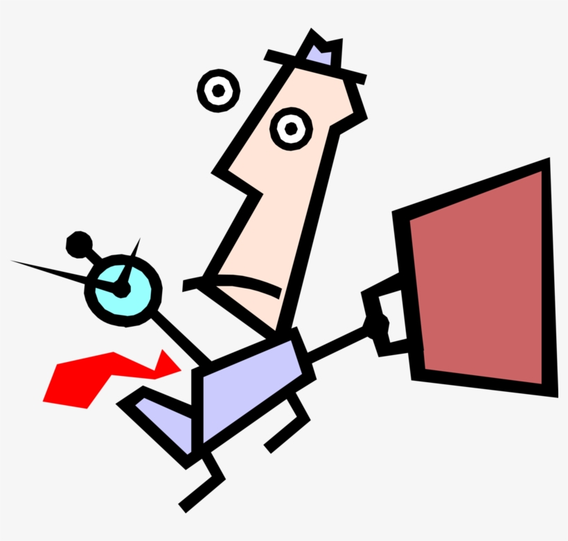 Vector Illustration Of Modern Art Guy Is Running Late - Time Management, transparent png download