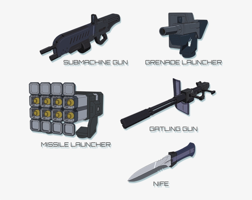 Submachine Gun Gernade Launcher Missile Launcher Gatling - Shirogane No Ishi Argevollen Mecha, transparent png download