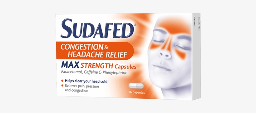 Sudafed® Congestion & Headache Relief Max Strength - Sudafed Headache And Congestion, transparent png download