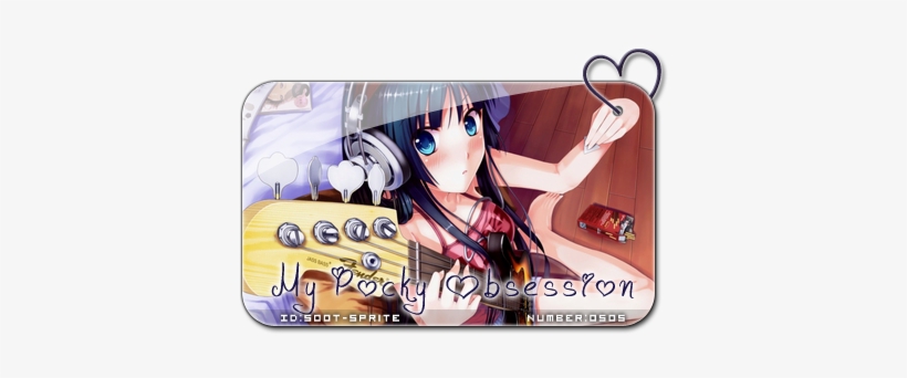 Call Me Momo - Guitar Music Cute Girl Blue Eyes Anime Art 32x24 Poster, transparent png download