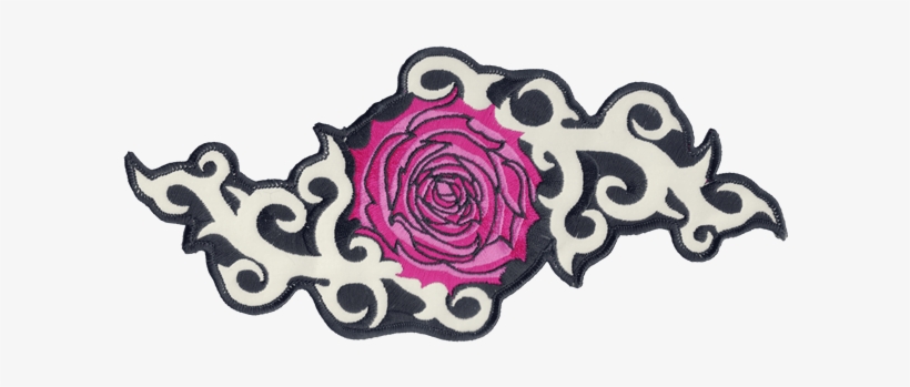 Pink Rose And Thorns 10" X 4" Reflective Embroidered - Rose, transparent png download