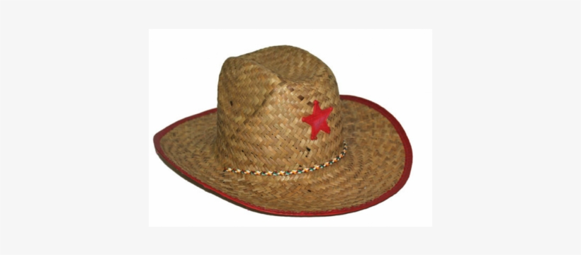 Sombrero De Paja Del Vaquero Con La Estrella Roja - Cowboy Hat, transparent png download