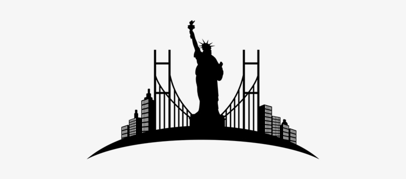 Vinilo Decorativo Viajes Monumentos De Nueva York - Statue Of Liberty Skyline Silhouette, transparent png download