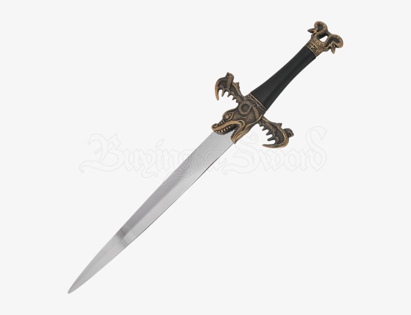 Antique Gold Medieval Dragon Dagger - Antique Dagger, transparent png download