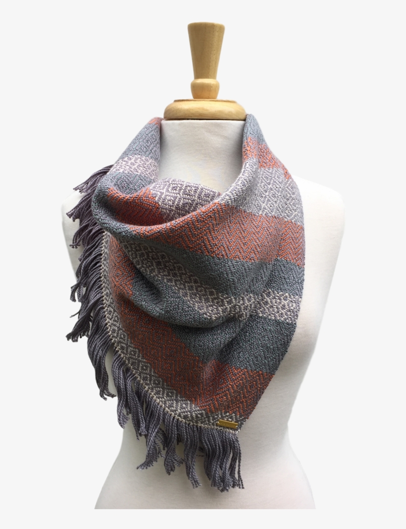 Coral, Pool And Cream Woven Bandana Scarf, transparent png download