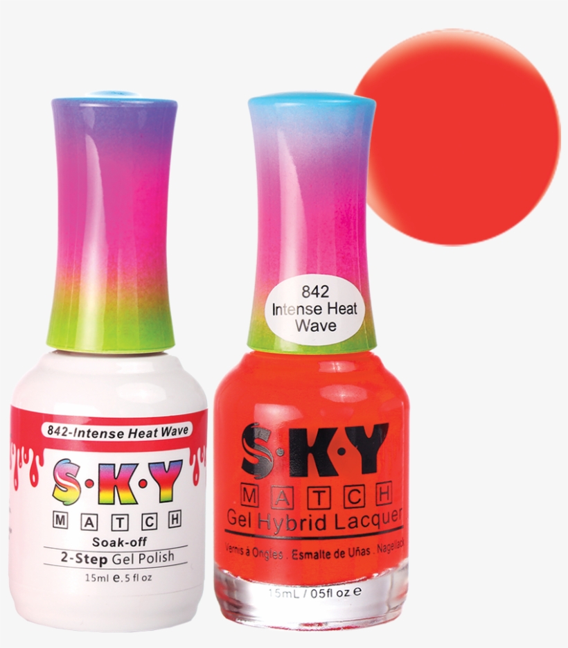 842 Intense Heat Wave - Sky Beauty Sky Match Soak Off Gel Polish+ Lacquer Duo, transparent png download