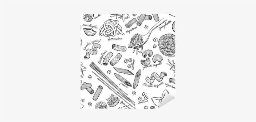 Vector Hand Drawn Pasta Pattern - Pasta Vintage, transparent png download