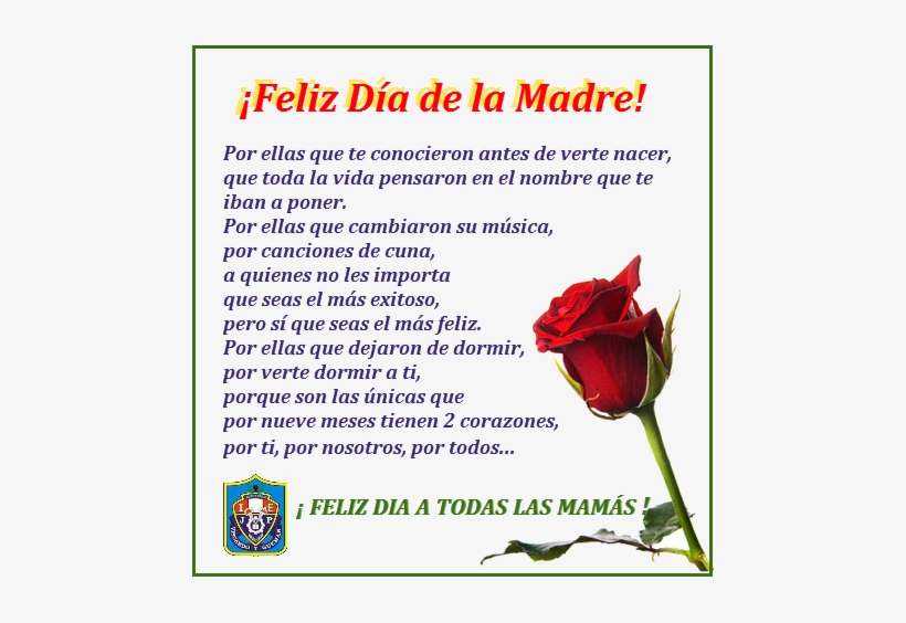 Supuesto A Todas La Madres Que Laboran En Nuestra Institución, - Feliz Día De La Madre Bendiciones, transparent png download
