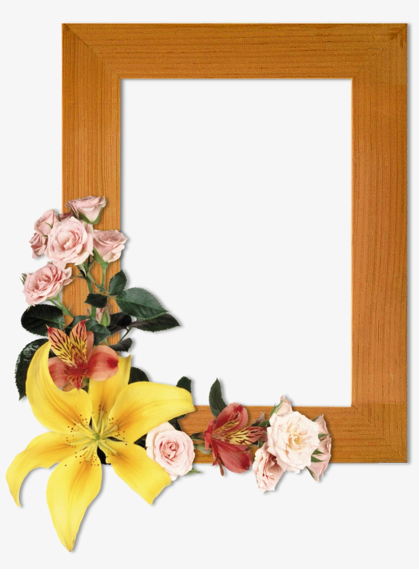 Madera Con Flores - Marcos Para Foto Madera Png, transparent png download