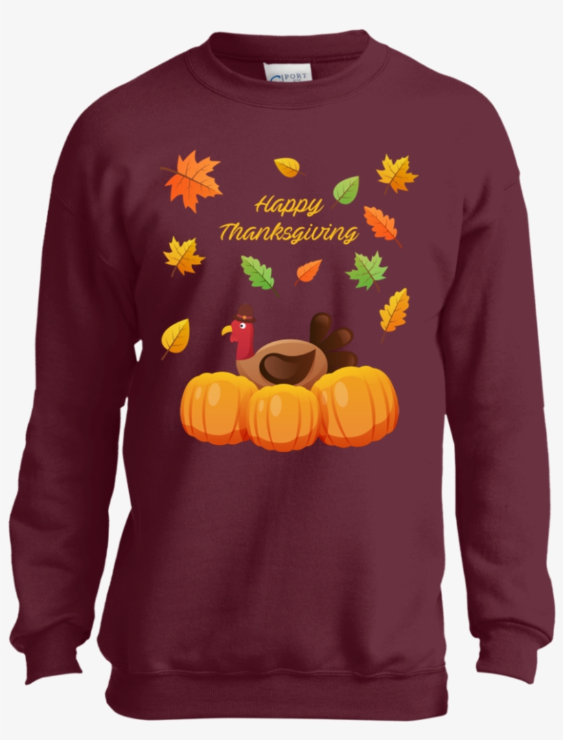 With Turkey And Pumpkins Youth Ls Shirt/sweatshirt/hoodie - Infinity War T Shirts, transparent png download