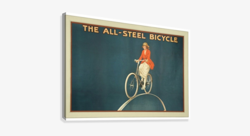 Vintage Cycling Poster For Raleigh Bicycle Canvas Print - Vintage Raleigh Poster Red Lady, transparent png download