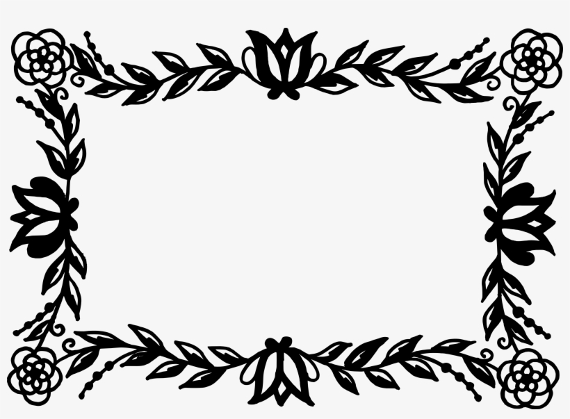 Black Square Png Download - Floral Wreath Rectangle, transparent png download