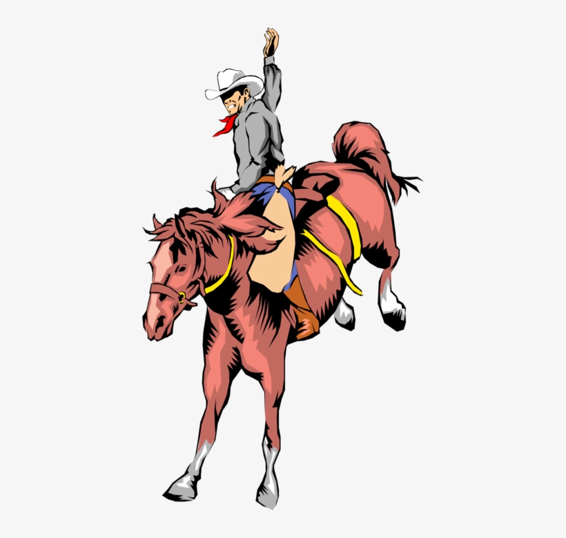 Vector Illustration Of Western Cowboy Rides Bucking - Cowboy, transparent png download